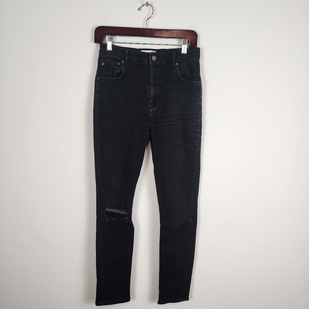 Reformation Faded Black‎ Destroyed High Rise Skinny Jeans Women's Size 29